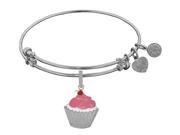Brass White Finish Cupcake Charm On White Angelica Collection Bangle