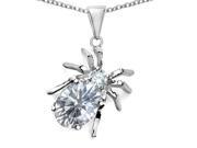 Star K Spider Pendant Necklace with 9x7mm Oval White Topaz in Sterling Silver