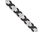 Chisel Stainless Steel Brushed and Polished Black Ip plated W CZ Bracelet