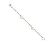 9 Inch 14k Gold 6 7mm White Freshwater Cultured Pearl 6 station Anklet Smaller Ankles