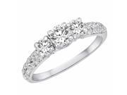 Ryan Jonathan Three Stone Diamond Engagement Ring With Double Row Shank in 14K White Gold 1.18 cttw