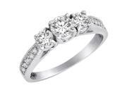 Ryan Jonathan Three Stone Diamond Engagement Ring With Milgrain Shank in 18K White Gold 1 cttw