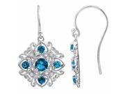 Ryan Jonathan Antique Style Blue Topaz and Diamond Dangle Earrings in Sterling Silver
