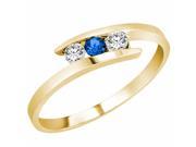 Ryan Jonathan Three Stone Blue Sapphire and Diamond Ring in 14K Yellow Gold