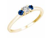 Ryan Jonathan Three Stone Diamond and Blue Sapphire Ring in 14K Yellow Gold