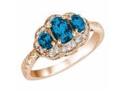 Ryan Jonathan Vintage Style Blue Topaz and Diamond Ring in 14K Rose Gold