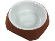 Vo Toys Ceramic Terracotta n White Dog Dish 6 in