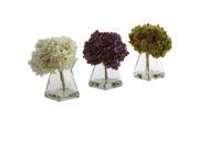 Nearly Natural Hydrangea w Vase Set of 3