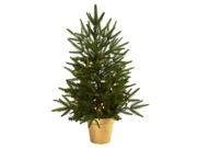Nearly Natural 2.5 Christmas Tree w Golden Planter Clear Lights