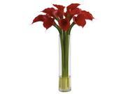Nearly Natural Red Calla Lily w Large Cylinder Vase