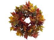 Nearly Natural 24 Maple and Berry Wreath
