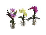 Nearly Natural Mixed Orchid w Cube Arrangements Set of 3