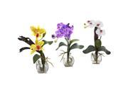 Nearly Natural Mixed Orchid w Cube Arrangements Set of 3