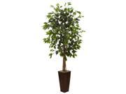 Nearly Natural 5.5 Ficus Tree w Bamboo Planter