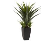 Nearly Natural Agave w Black Planter