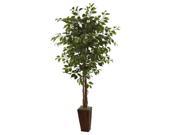 Nearly Natural 6 Ficus Tree w Bamboo Planter