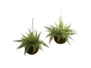 Nearly Natural Leather Fern w Mossy Hanging Basket Indoor Outdoor Set of 2