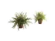 Nearly Natural Fern w Decorative Planter Set of 2