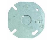 T B 24C6 3 1 2 Steel Round Octagon Flat Box Cover w 1 2 Knock Out