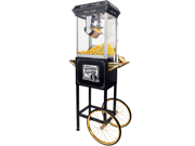 FunTime 8oz Black Popcorn Popper Machine Maker Cart Vintage Style FT862CBG
