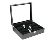 Classic Black Glass Top Watch Box Display Case with High Clearance for Larger Watches Holds 18 Watches