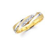 .05ct Diamond 14k Yellow Two Tone Gold Wedding Ring Band H I Color I1 Clarity