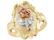 New 14k Yellow White n Rose Tri Color Gold Flower Ring