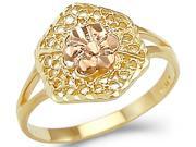 14k Yellow and Rose Two Tone Gold Ladies Flower Ring