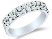 10k White Gold Two Row Round Diamond Ladies Womens Wedding or Anniversary Ring Band .47 cttw G H Color I1 Clarity