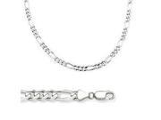 14k Solid White Gold Figaro Chain Necklace 4mm 24