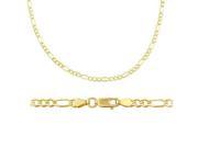 14k Solid Yellow Gold New Figaro Link Bracelet 2.5mm 7