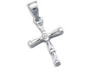 Ladies 14k White Gold Cross Crucifix Charm Pendant New Height = 1 ; Width = 1 2