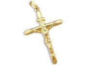 14k Yellow Gold Cross Crucifix Charm Pendant New Height = 1.75 ; Width = 1