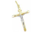 14K YELLOW and WHITE GOLD CROSS CRUCIFIX CHARM PENDANT Height = 2 ; Width = 1.25