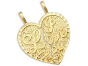 14k Yellow Gold I Love You Breakable Two Heart Pendant Height = 3 4 ; Width = 1 2