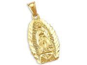 14k Yellow Gold Virgin Mary Charm Pendant Guadalupe Height = 1.25 ; Width = 1 2