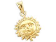 14k Yellow Gold Sun Face Pendant Charm New Detailed Height = 3 4 ; Width = 1 2