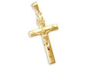 14k Yellow Gold Classic Cross Crucifix Pendant Charm Height = 1.5 ; Width = 3 4