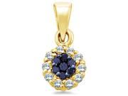 14k Yellow Gold Black and White Round Diamond Channel Set Circle Pendant 1 4 cttw H Color I1 Clarity