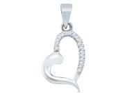 10k White Gold Round Pave Set Love Heart Shape Diamond Pendant 10mm Width * 22mm Height .06 cttw H Color I1 Clarity