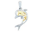 10k Yellow and White 2 Two Tone Gold Mom Heart Dolphin Mothers Day Round Cut Diamond Pendant 10mm Width * 23mm Height .02 cttw H Color I1 Clarity