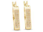 10K Yellow Gold Micro Pave Set Round Diamond U Shape Hoop Earrings with Push Back Closure 1 4 cttw G H Color SI2 Clarity