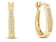 10K Yellow Gold Micro Pave Set Round Diamond U Shape Hoop Earrings with Push Back Closure .15 cttw G H Color SI2 Clarity