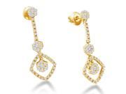 14K Yellow Gold Channel Invisible Set Round Diamond Flower Dangle Earrings with Screw Back Closure Height = 3mm ; Width = 11mm 3 4 cttw G H Color SI2