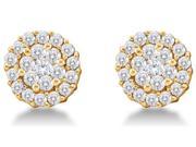 14K Yellow Gold Channel Invisible Set Round Diamond Flower Stud Earrings 3 4 cttw G H Color SI2 Clarity