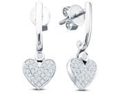 10K White Gold Channel Pave Set Round Diamond Heart Dangle Earrings with Screw Back Closure Height = 2mm ; Width = 8mm 1 4 cttw G H Color SI2 Clarity