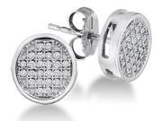 10K White Gold Micro Pave Set Round Diamond Round Circle Stud Earrings with Push Back Closure 1 20 cttw G H Color SI2 Clarity