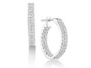 14K White Gold Large Channel Set Round Diamond Hoop Earrings with Hinge Closure 1.00 cttw G H Color SI2 Clarity