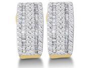 14K Yellow and White Two Tone Gold Channel Invisible Set Round Diamond U Shape Hoop Earrings .93 cttw G H Color SI2 Clarity