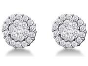 14K White Gold Channel Invisible Set Round Diamond Flower Stud Earrings 3 4 cttw G H Color SI2 Clarity